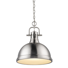  3602-L PW-PW - Duncan 1 Light Pendant with Chain in Pewter with a Pewter Shade